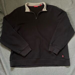 IZOD Pullover Sweater Men's Large Black 1/4 Quarter Zip